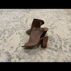 Lucky Brand wooden peep toe booties